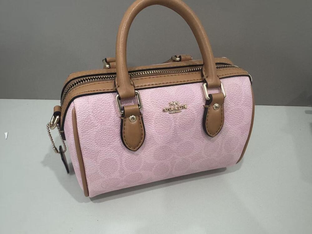 Coach Pink Signature Mini Barrel Satchel Top‑Handle Crossbody Bag